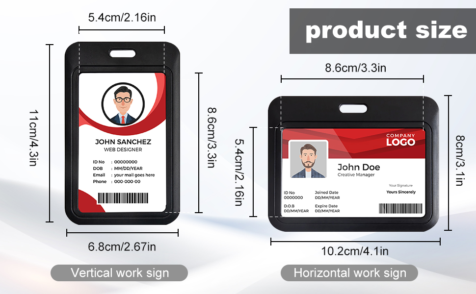 1 Pcs ID Badge Holder with DoubleSided Windows Horizontal