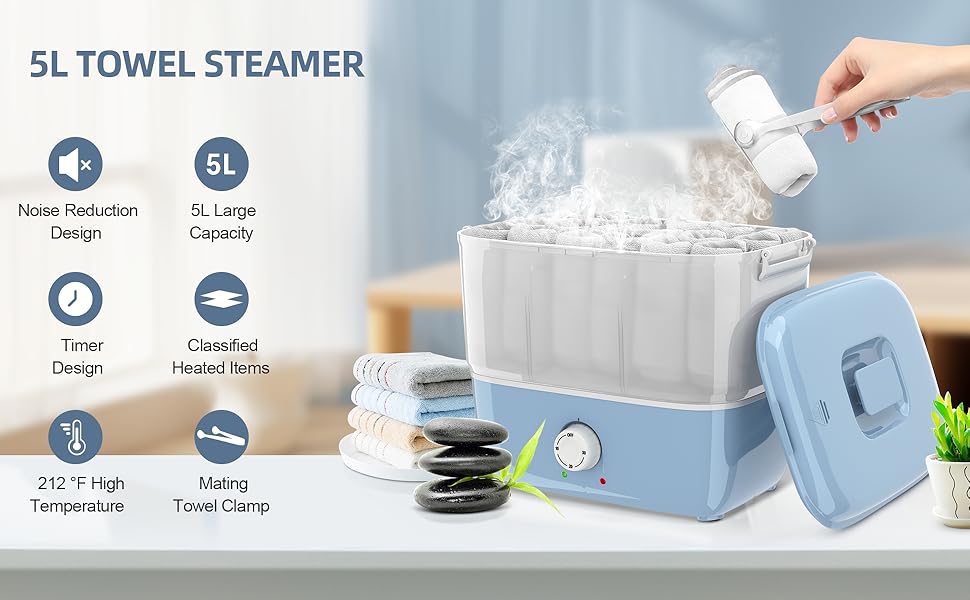 RyJaune Blue Towel Steamer,Time Setting Hot Towel Warmer