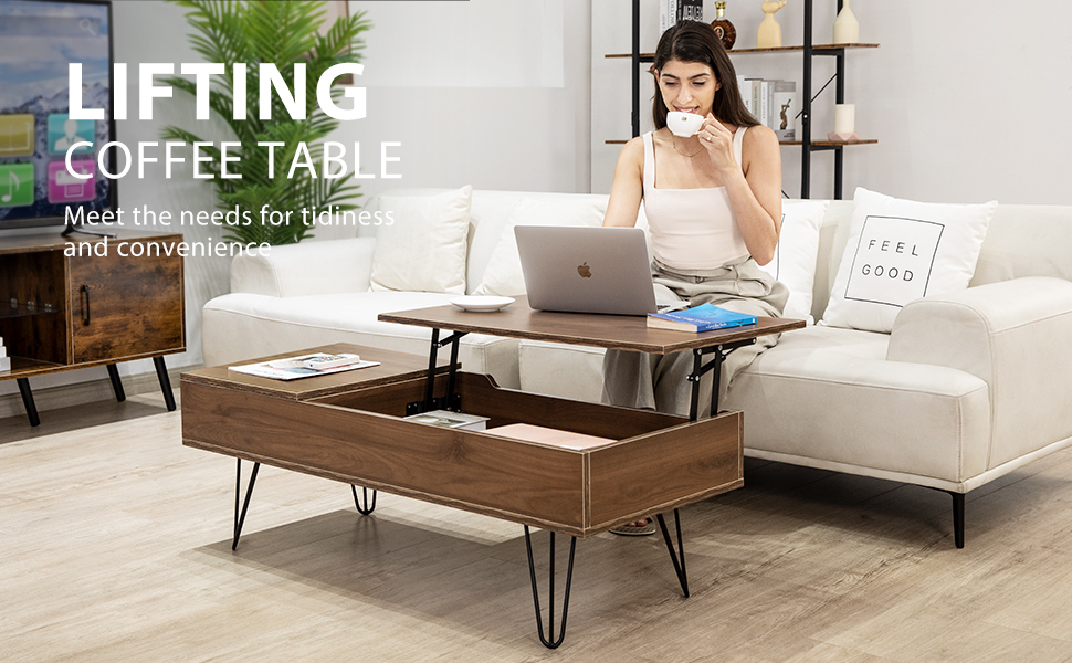 VIVOHOME Lift Top Coffee Table and Dining Table with