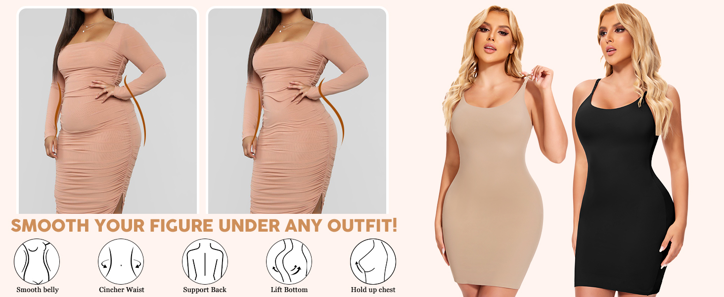 full body shapewear slip dress
