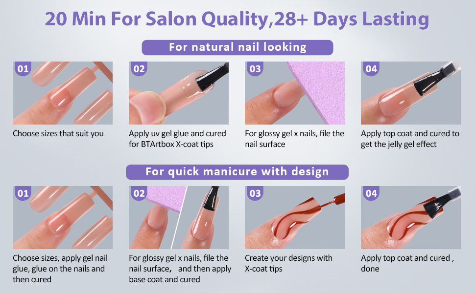 Soft Gel Nail Tips Square BTArtbox Press On Nails 150 Pcs 2 in 1 Colored Xcoat