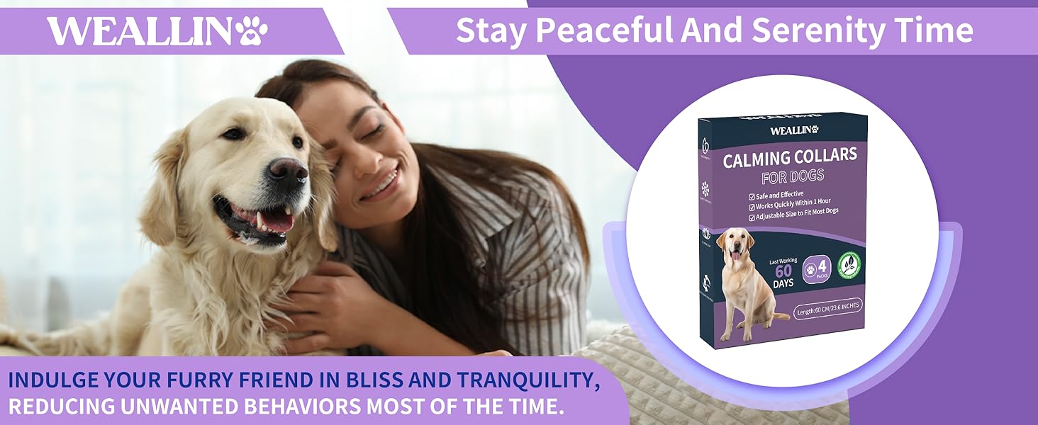 WEALLIN Calming Collar for Dogs Glow in The Dark4 Packs