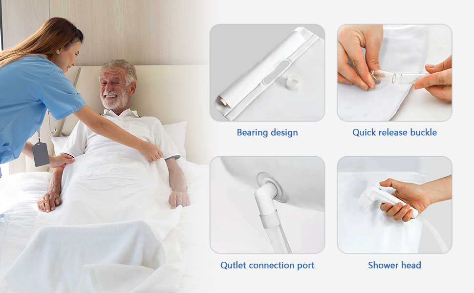 Inflatable PVC Pump and Water Bag Bath tub Bedside Shower Bath Kit Portable 