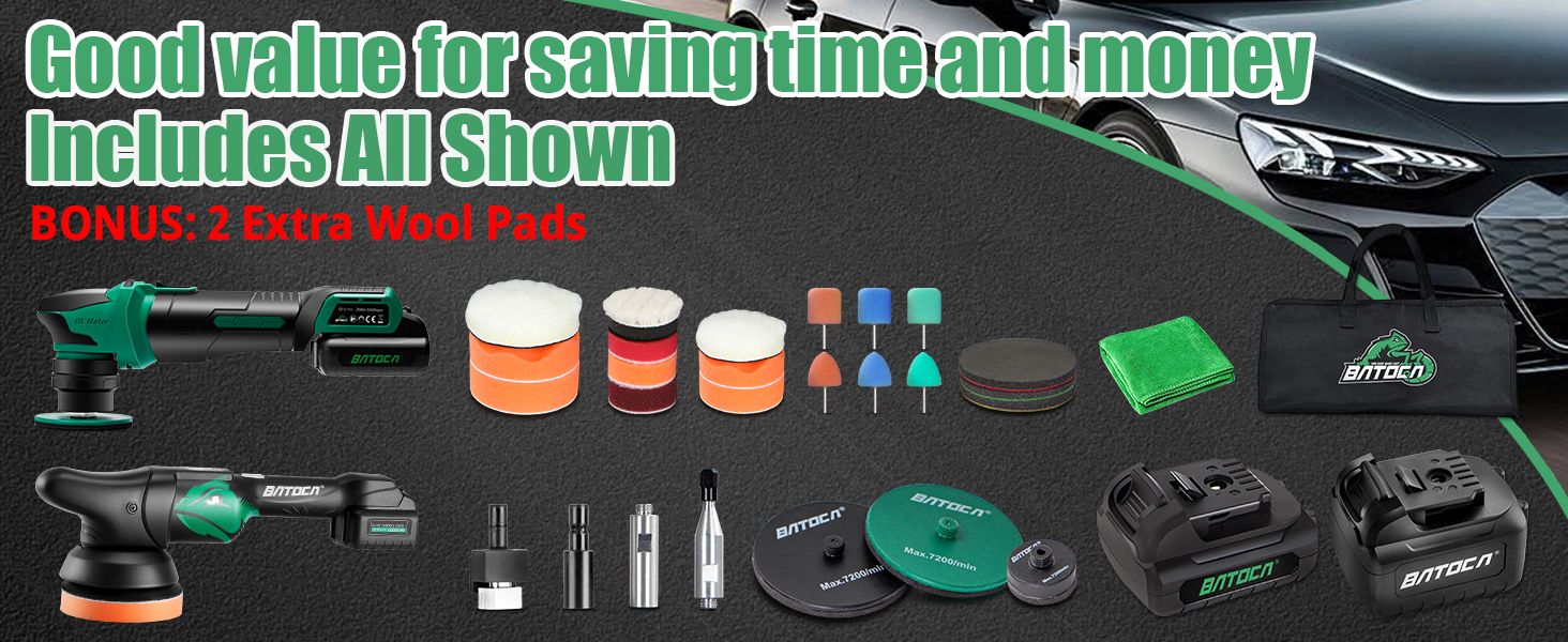 packing list of batoca s4 cordless car polisher and batoca s2 cordless car polisher