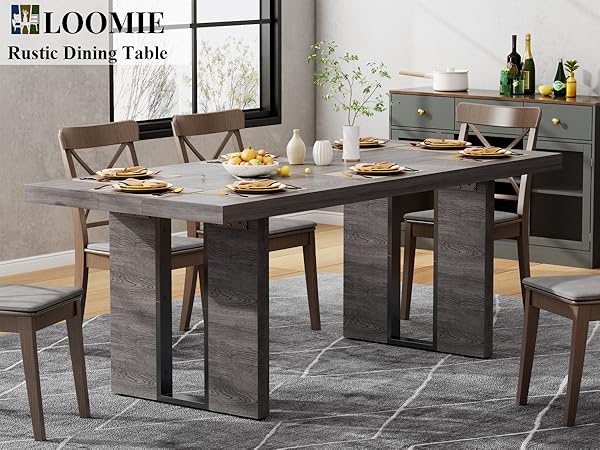 【millefeuille】 ダイニングテーブル Amazon.com - Loomie 70.8 Inch Dining Table, Rustic Farmhouse