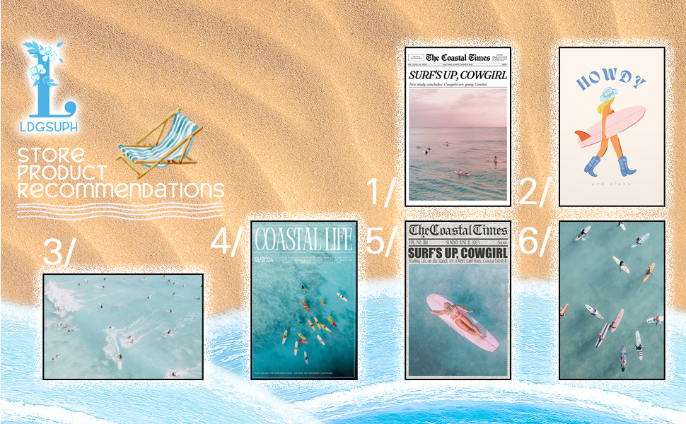 Summer Beachy Surfing Canvas Wall Art Trendy Coastal Life Surf Posters