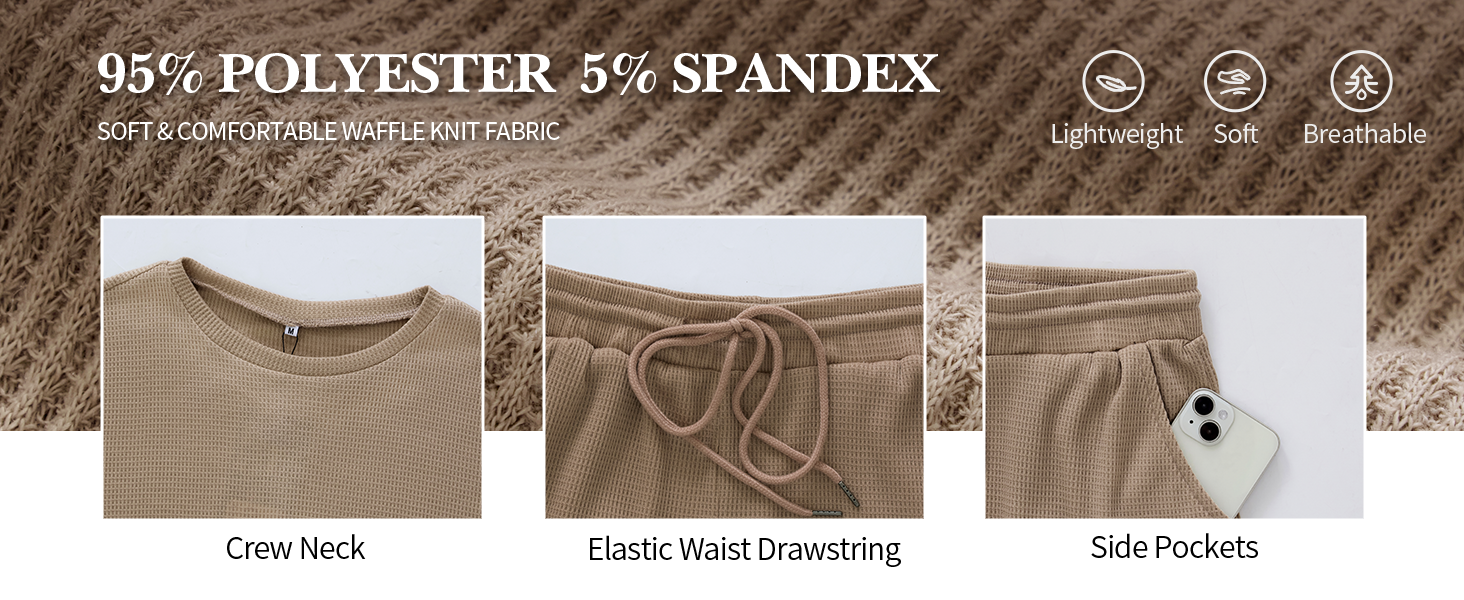 Men's 2 Piece Outfits Short Sleeve Waffle Knit Tracksuit