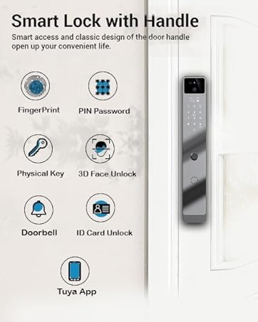 Smart Lock with Handle, Multiple Access Methods, Future of home,Convenience, 3D Face Unlock
