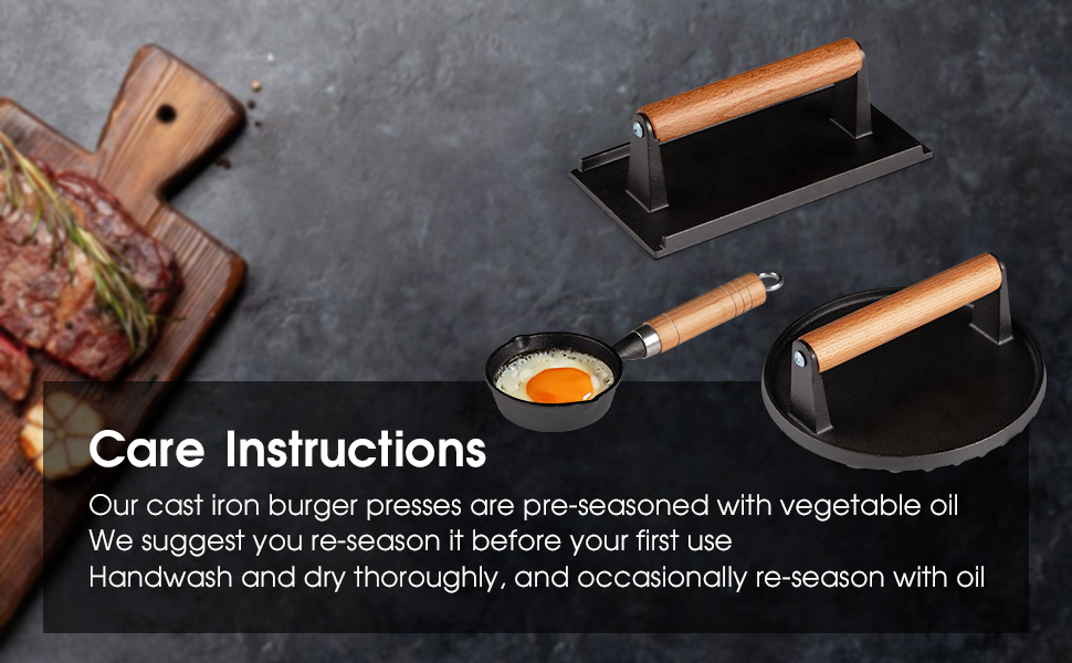 Blackstone Smash Burger Press,2 PCS Cast Iron Griddle Press