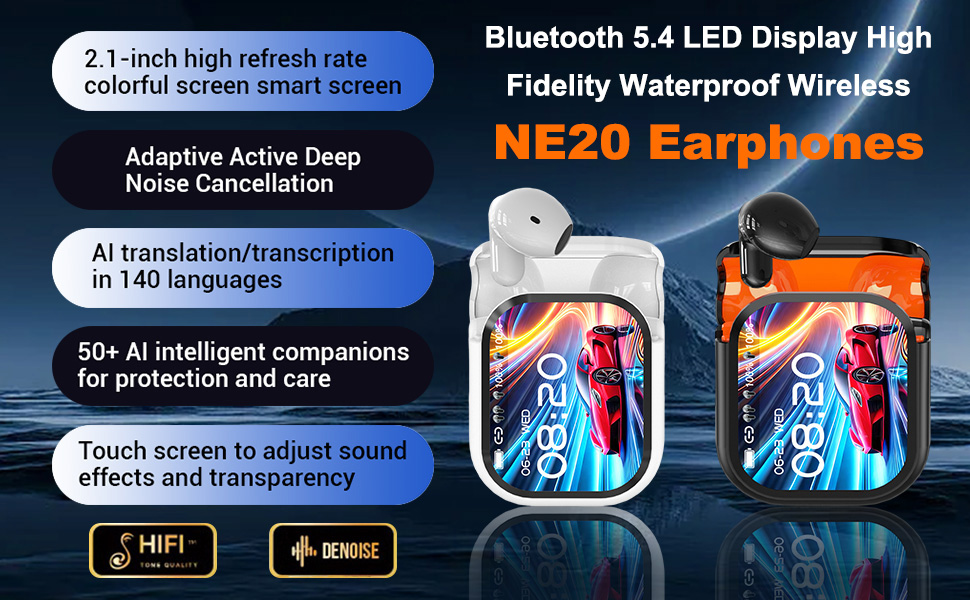 NE20 Bluetooth 5.4 LED Display High Fidelity Waterproof Wireless Earphones