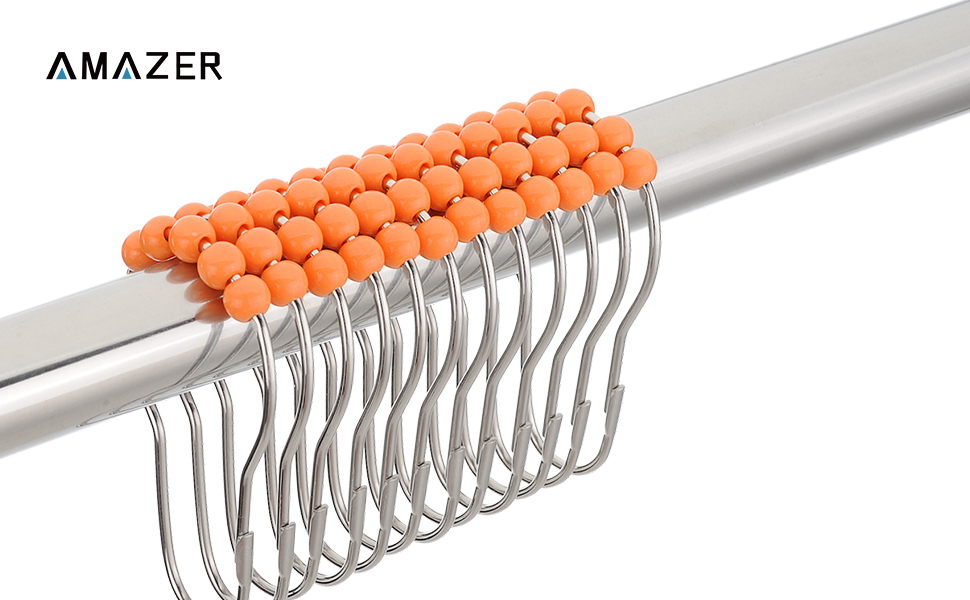 Amazer Shower Curtain Hooks Rings, Stainless Steel Shower