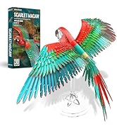 Piececool 3d Metal Model Kit for Adults - Scarlet Macaw with Acrylic Stand DIY 3D Metal Jigsaw Pu...