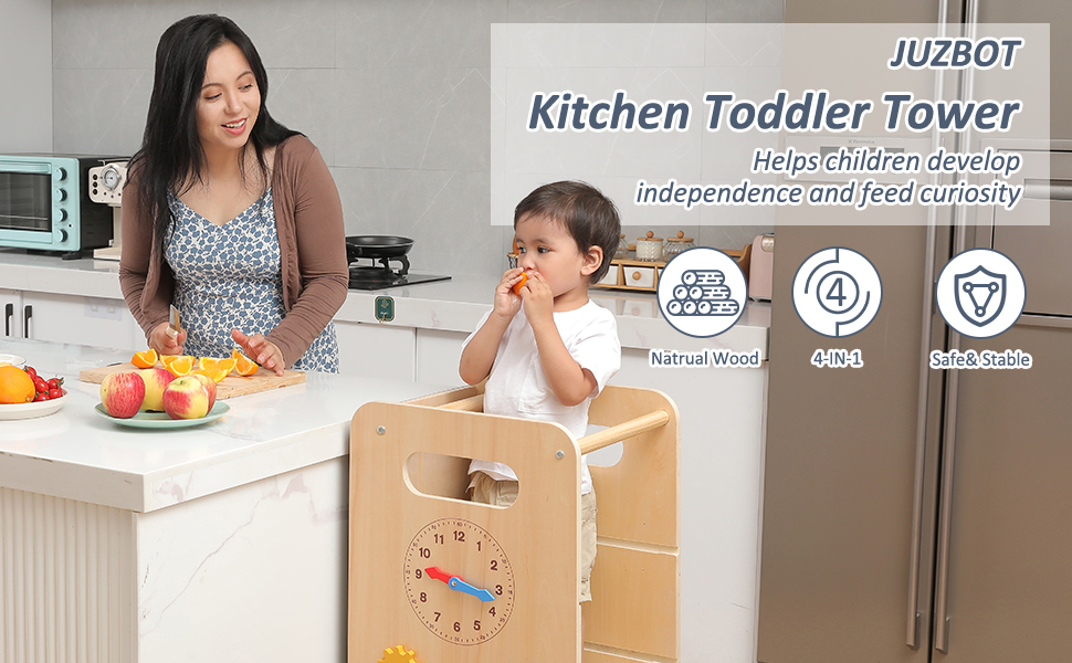 Toddler Tower, JUZBOT 4 in 1 Toddler Kitchen Stool Helper