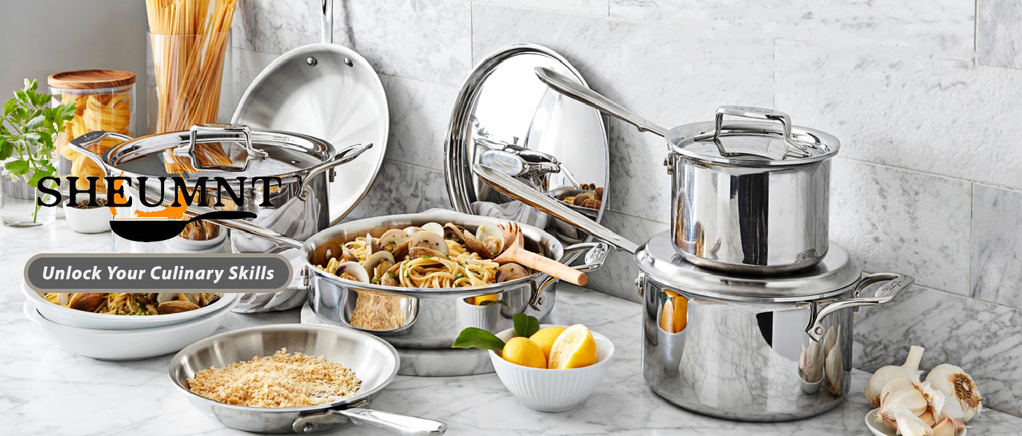 SHEUMNT Stainless Steel pots and pans set, 6 PCS Nonstick Induction Kitchen Cookware Set