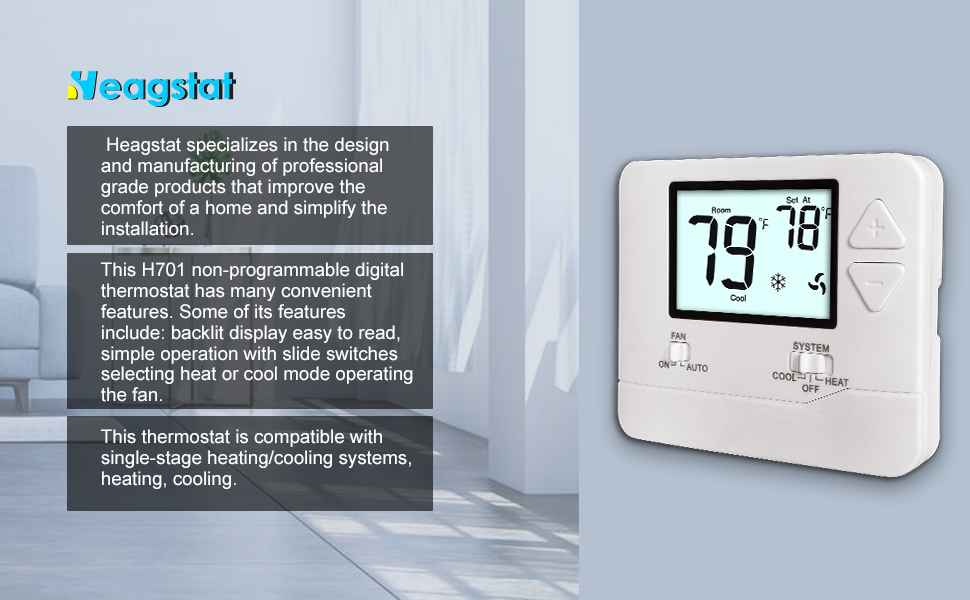 Heagstat Non Programmable Thermostats for Home 1 Heat/ 1 Cool, DIY