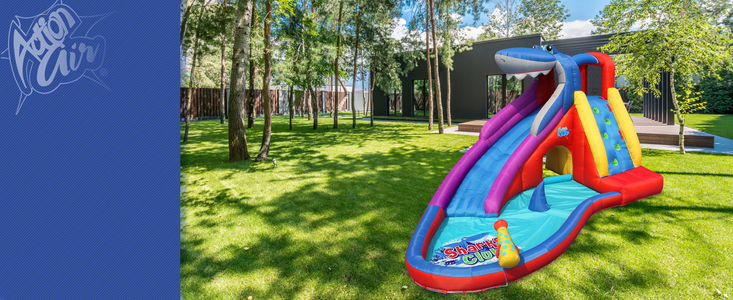 ACTION AIR Inflatable Water Slide, Shark Bounce House with