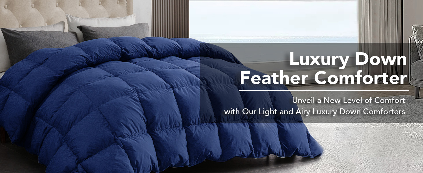 Dreamhood Luxury 90% Goose Feathers Comforter King Size - All Season Medium Warmth with 8 Corner Tabs (Navy, 106x90 Inch 7dfbc54f 685b 4e8f B35b 87234f4b796f. CR0,0,1464,600 PT0 SX1464 V1