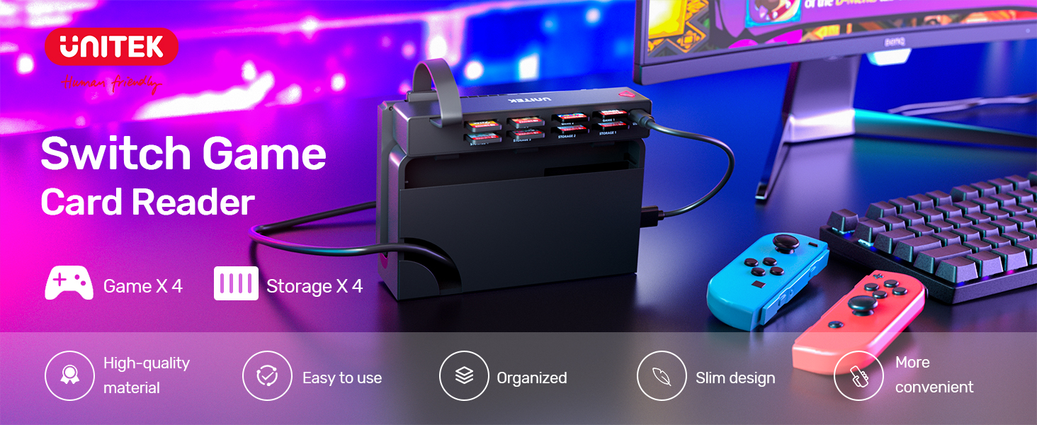 Unitek Switch Game Card Reader, 8in1 Game Cards Switcher
