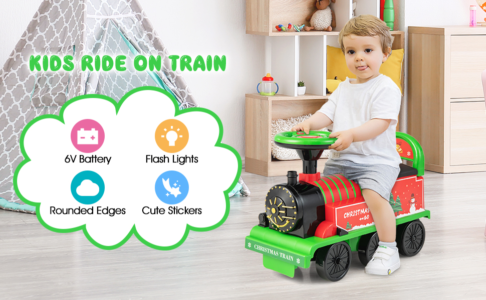 This toddler ride on train is designed with realistic train outlook and sound and safety