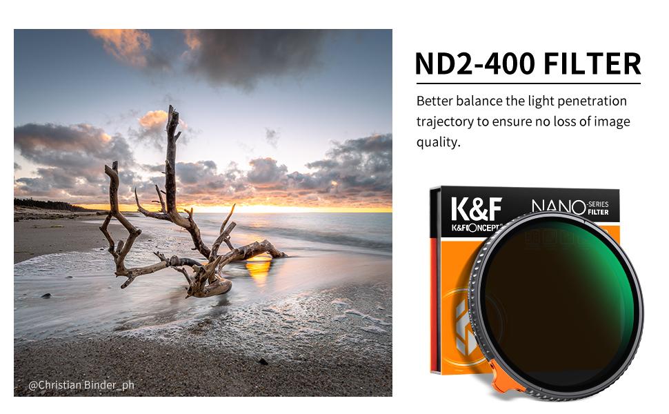 K&F Concept 77mm Variable ND Filter ND2 ND400 High Definition Nano X