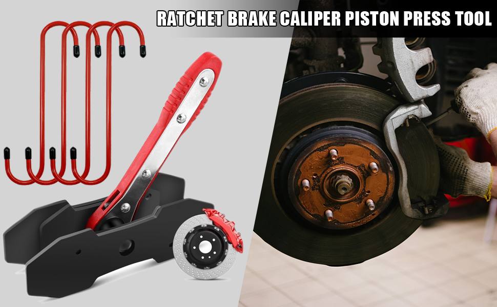 Brake Caliper Press Tool and 4PCS Hangers 360 Degree Swing