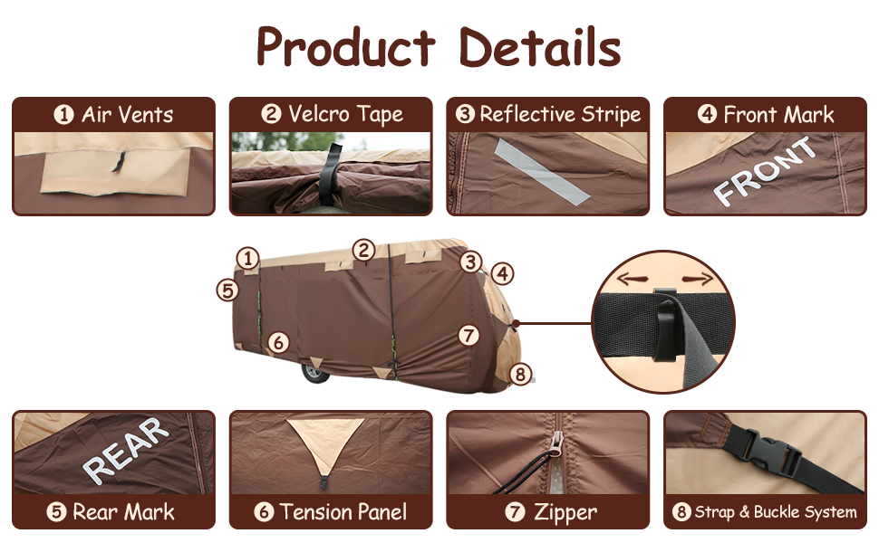 NarElect RV Cover Travel Trailer Cover,2324ft Camper Cover Waterproof RipResistant