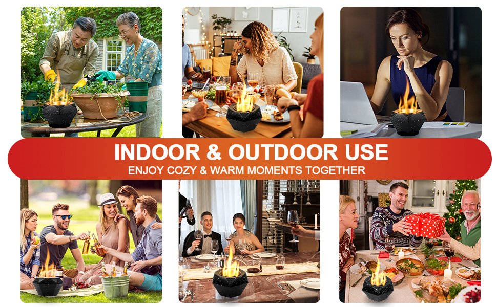 HELESIN Tabletop Fire Pit, Portable Concrete Table Top