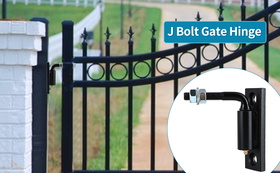 Skelang 2Pcak J Bolt Hinge, Heavy Duty Gate Hinge with 1/2