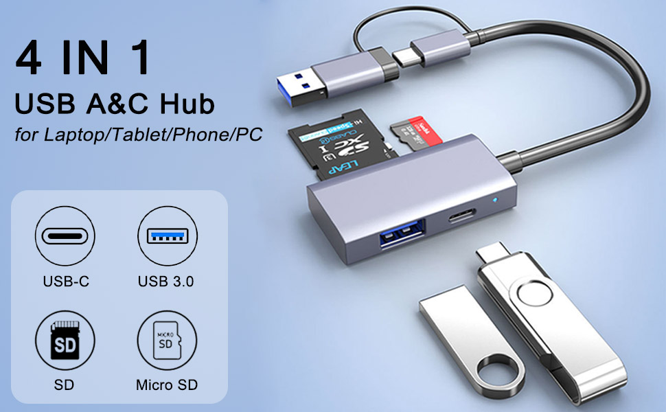 USB C USB 3.0 SD TF Card Reader
