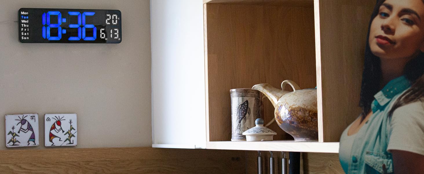 Opis Clock 1 (XL Blue & White) – Extra L... 14 Opis Clock 1 XL Blue-White Digital Wall Clock