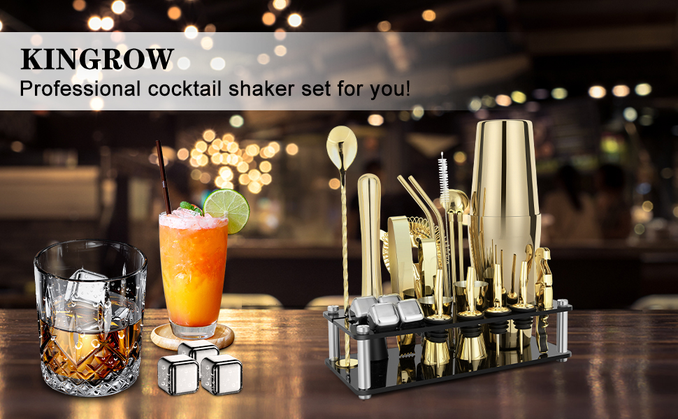 Cocktail Shaker Set, 23Piece Boston Stainless Steel