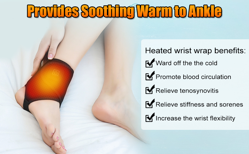 Electric Heated Ankle Wrap, Therapy Heat USB Ankle Warmer Foot Wrap