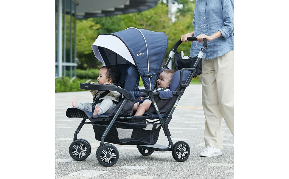 【新品】カトージ　二人でゴー用 リアシート フットサポート付 二人でゴー用リアシート フットサポート付（ネイビー