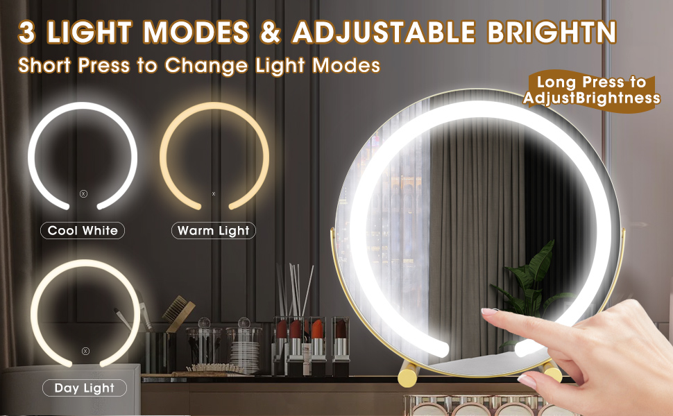 TMGFP 12inch Makeup Mirror with Light, LED Round Light