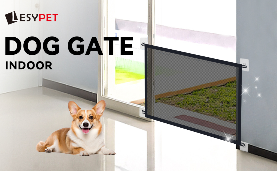 Lesypet Dog Gate for Stairs, Magic Dog Gate Indoor/Outdoor