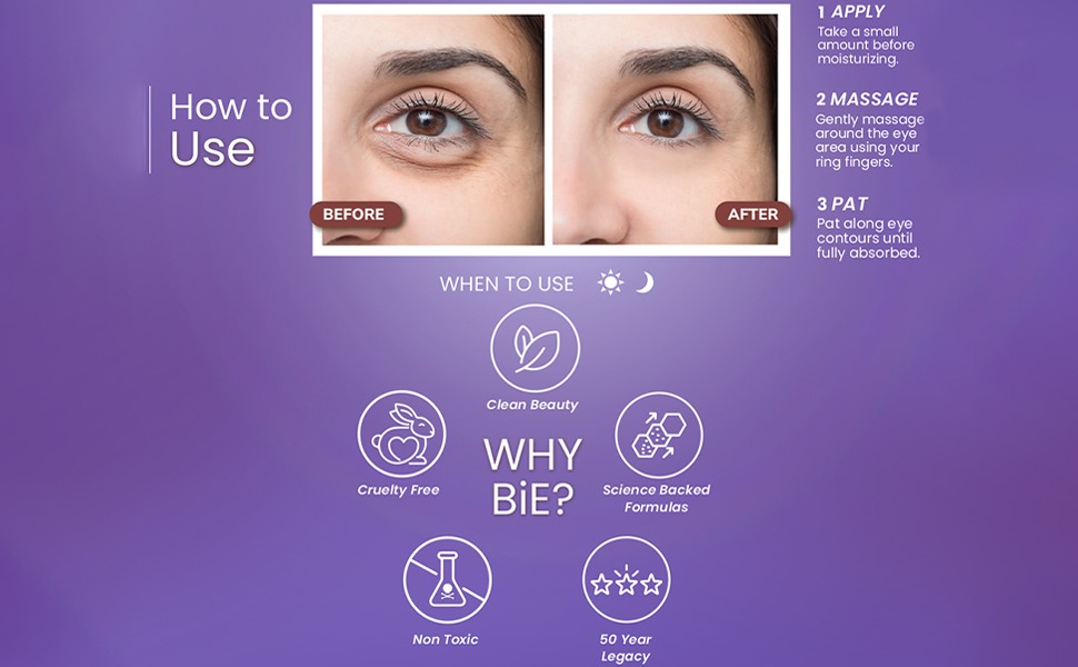 BiE Eyefinity | All In One Eye Gel for Tired Eyes With Ginseng Stem Cells, Silver & Gold Leaf | Instantly Depuffs, Treats Under Eye Dark Circles & Wrinkles | For All Skin Types | Undereye Cooling Gel | Unisex | 15g