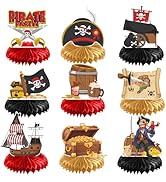 Gameza Pirate Party Decorations - 9PCS Pirate Party Honeycomb Centerpieces Table Decorations Pira...