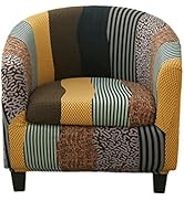 GOSTADY Club Chair Slipcover 2 Piece Printed Tub Chair Slipcover Soft Stretch Printed Round Barre...