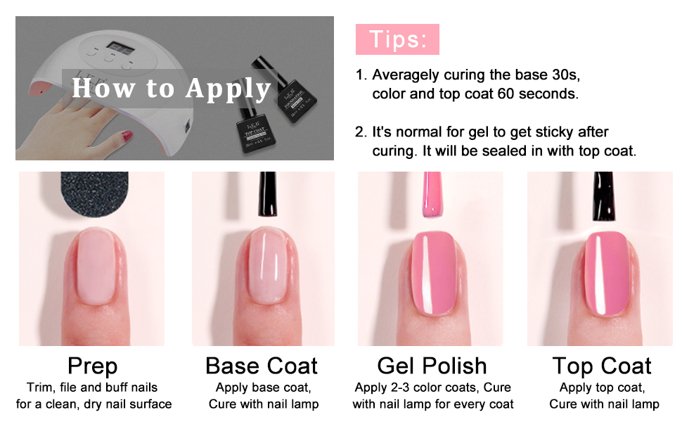 uv gel nail polish set with base and top coat