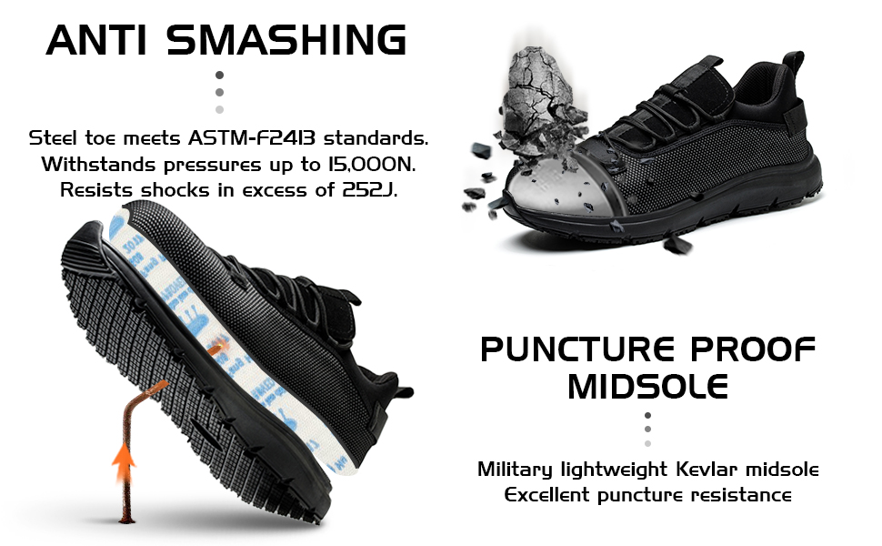 Non slip waterproof steel toe work safety shoes for men women