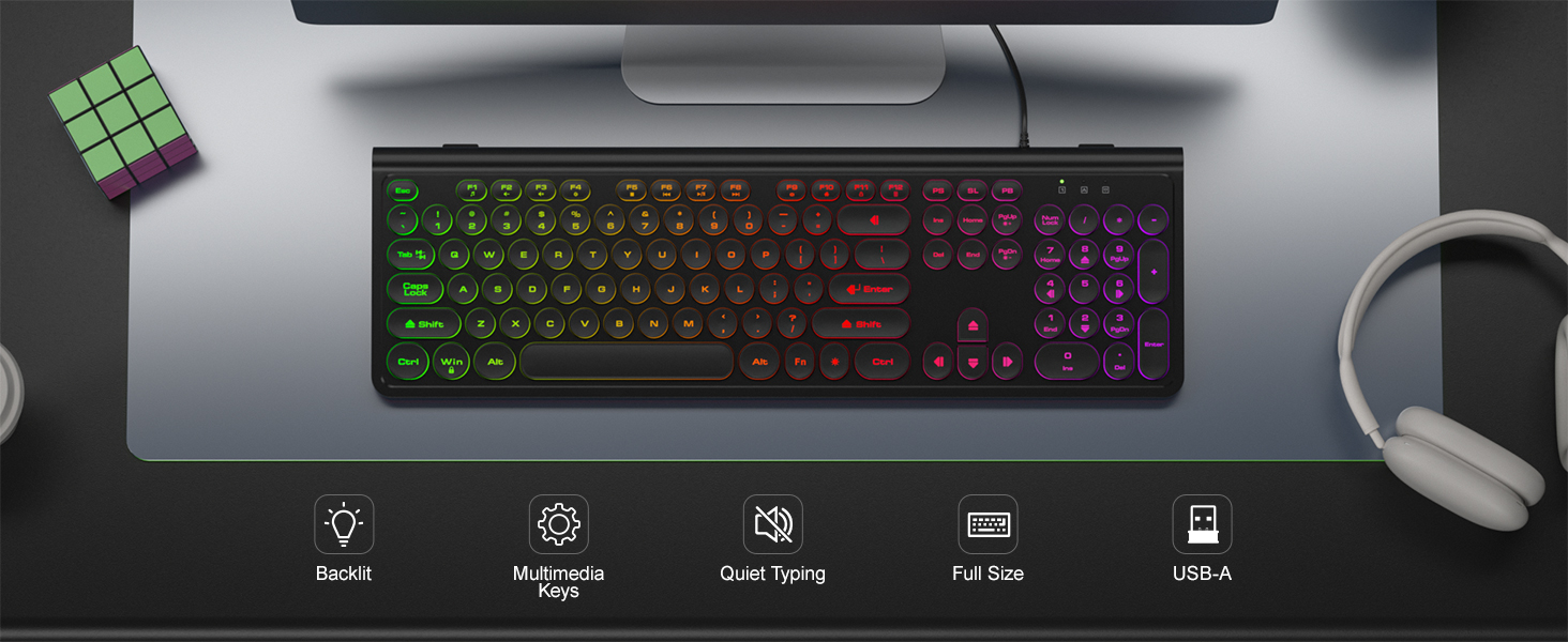 Backlit Wired USB Keyboard