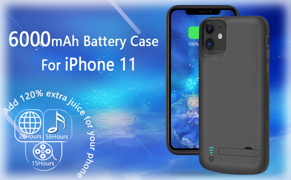 BAHOND Battery Case for iPhone 11, 6000mAh Rechargeable Extended