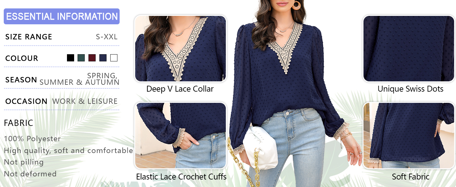 Women's Long/Short Sleeve Lace Tops Shirts