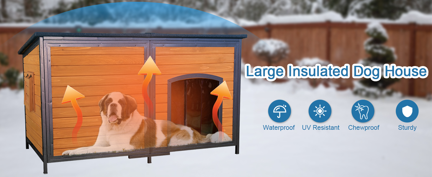 Extra Large Dog House Outdoor 59.1" L Outside Insulated