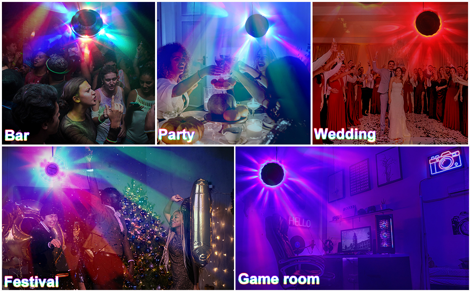 Sound Activated Party Lights 2 Pack, USB Powered DJ Disco Lights, RGB
