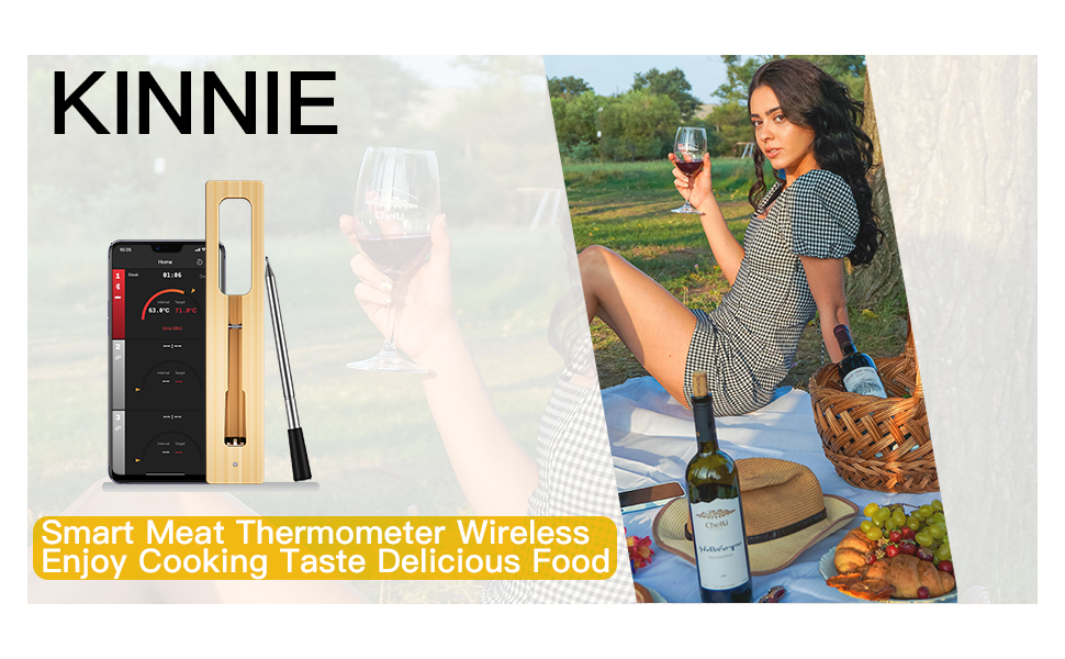 KKINNIE Wireless Meat Thermometer,with Bluetooth Meat Thermometers for