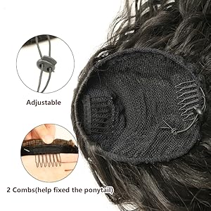 Water Wave Curly Ponytail Extension Kanekalon Synthetic Hair Clip In Hairpieces For Women