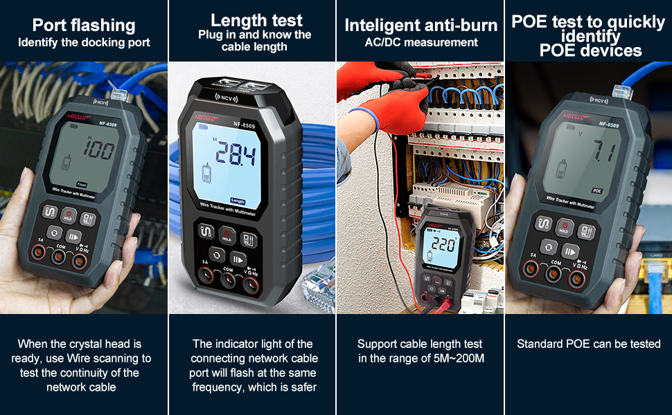 TDR Network Cable Tester with Multimeter Tester, RJ45 CAT5 CAT6
