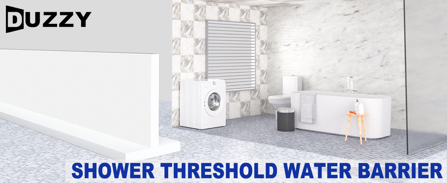 Duzzy 67 Inch Shower Threshold Water Dam, Collapsible Shower Dam Water