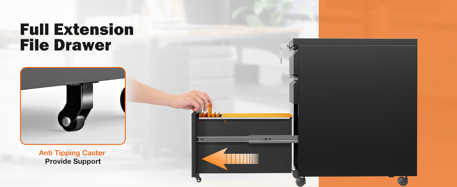 Sweetcrispy File 3 Drawer File with Lock